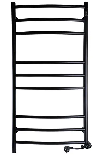 Электрический полотенцесушитель Unio LDE ER 1000-500-9 BLK Лесенка Дуга Элит черный, Черный матовый, Правое, Механический - фото 1