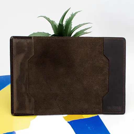 Обложка  на военный билет кожаная (коричневая) с прозрачным клапаном - фото 3