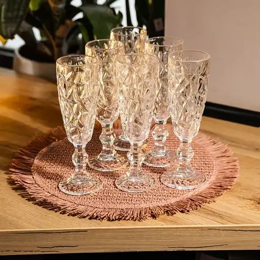 Набір келихів для шампанського 6 штук 160 мл подарункові келихи для шампанського на ніжці фужери для ігристих вин Yiwu HP-19-164 - фото 2