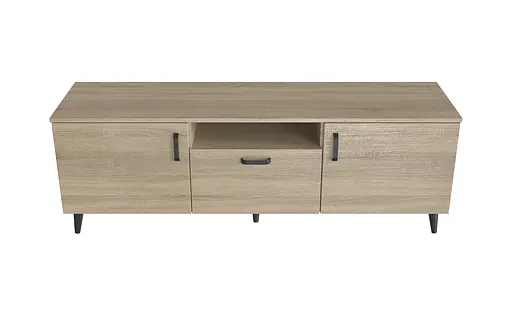 Тумба Лестер на конусних ніжках Ferrum-decor 48x139x38 Чорний метал ДСП Дуб Сонома 16 мм (FRD-106804) - фото 2