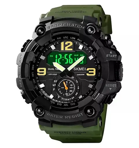 Чоловічий спортивний наручний годинник Skmei 1637 водонепроникні (Зелений) - фото 2