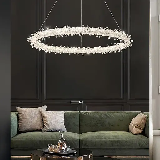 Неймовірна кришталева підвісна люстра Ø 80 см | Арт. MD 9105R-800 CH | Line F - фото 1