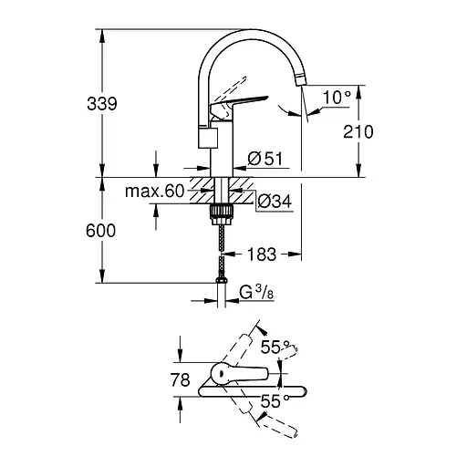 Змішувач для кухні Grohe QuickFix Start 30469000 Хром - фото 2