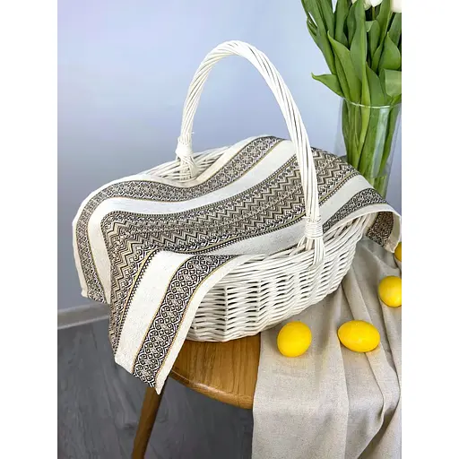 Пасхальное полотенце льняное для корзины Рандеву 70х30 см Коричневый