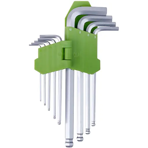 Набор ключей шестигранных Alloid с шаром изогнутых удлиненных 1.5-10 мм 9 предметов (HS-S0918) - фото 2