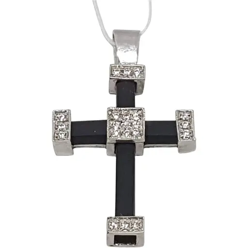 Срібний хрест Гаразд з каучуком і фіанітами. 5541757