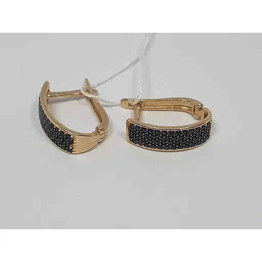 Золотые серьги Favoritum с черными фианитами. 211802_Ч - фото 3