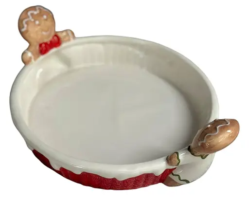 Новогоднее блюдо Elisey 6021-007 сервировочное керамика Рождественское печенье 21x8 см Белый с красным - фото 1
