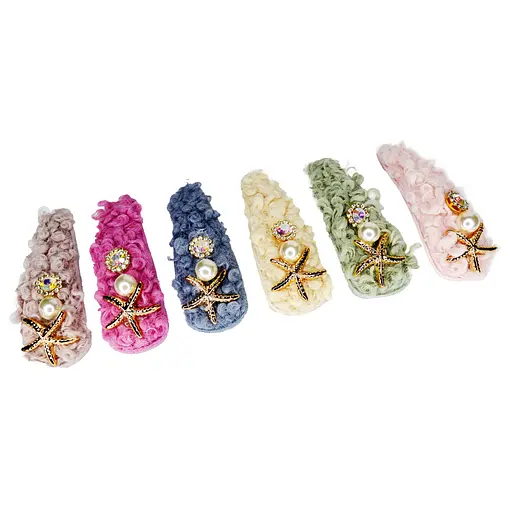 Зажим-хлопушка для волос "Мех со звездой" La-beauty 1200-194, 6 штук - фото 1