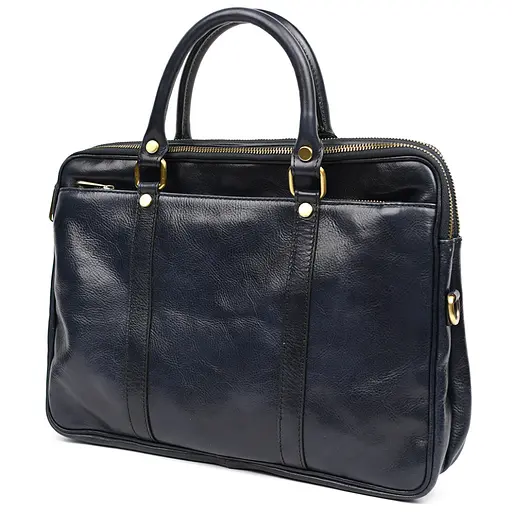 Кожаная сумка Firenze синяя 36х26х7 см sum0028418 - фото 4