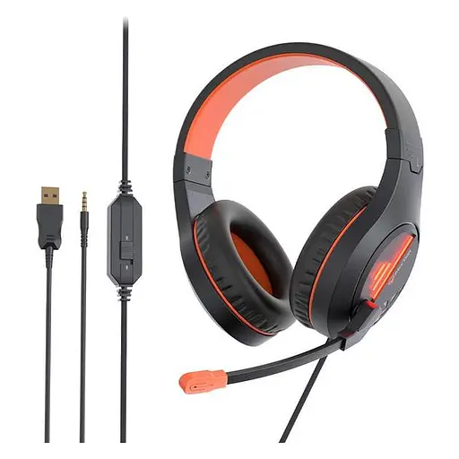 Дротова гарнітура MeeTion Gaming Backlit MT-HP021, USB, 3.5mm, 1.8m, black-orange - фото 2