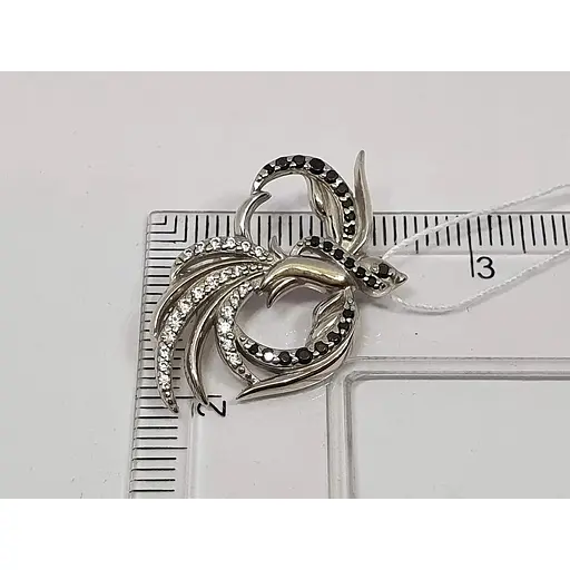 Срібна брошка Ірій Фенікс з фіанітами. 9516 - фото 3