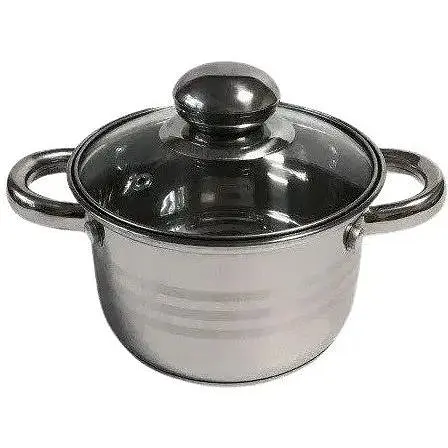 Кастрюля A-Plus WK-2167 3.9 л из нержавеющей стали со стеклянной крышкой с многослойным дном - фото 1