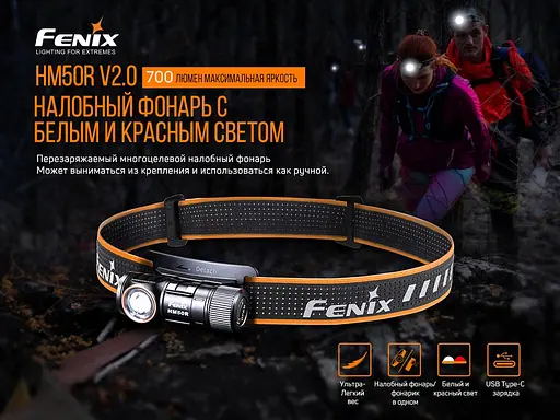 Налобный фонарь Fenix HM50R V2.0 700лм (6 режимов) алюминиевый Черный - фото 7