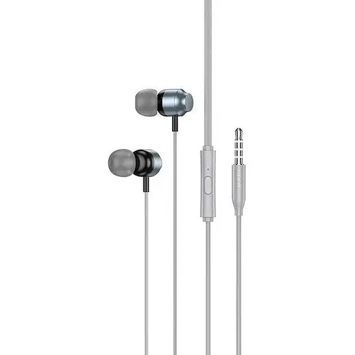 Дротові навушники Hoco M122 Power metal універсальні earphones with microphone, 3.5mm, 1.2m, metal-grey
