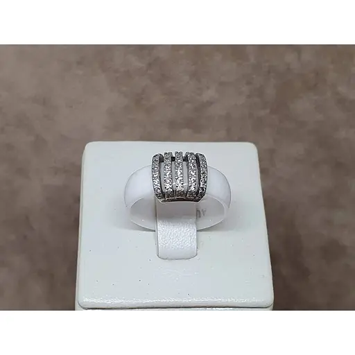 Серебряное кольцо Aurora с керамикой и фианитами. С1120Б - фото 4