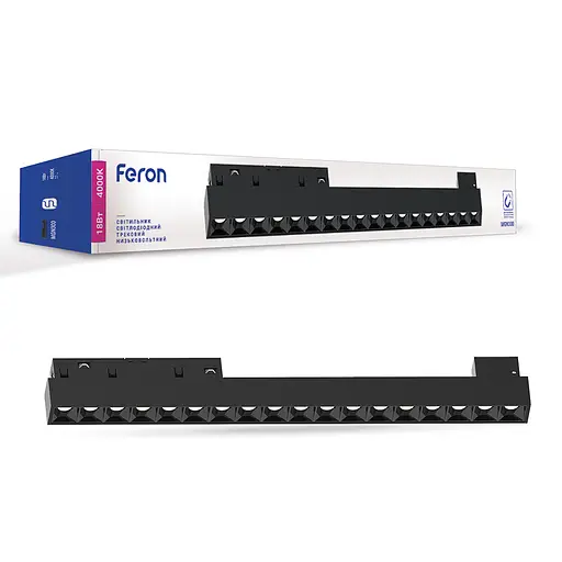 Светодиодный магнитный трековый светильник Feron MGN300 18Вт 4000K черный - фото 1