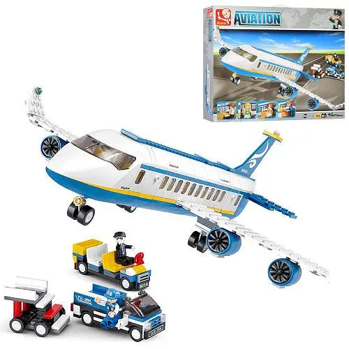 Конструктор SLUBAN Авіація Літак, 463 деталі, 7 фігурок, 42.5x33x7 см