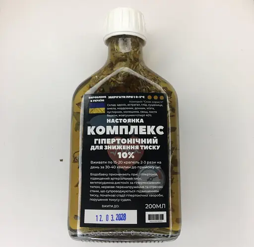 Настойка на травах, цветах, листьях комплекс гипертонический для снижения давления, 200 мл - фото 1