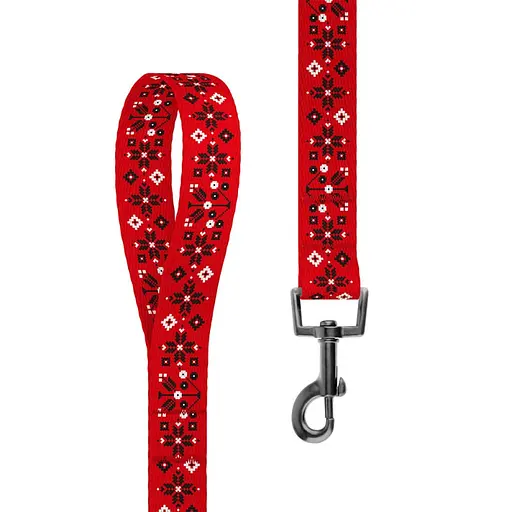 Поводок для собак Баркси Urban патриотический Вышиванка красная - фото 2