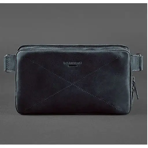 Шкіряна поясна сумка Dropbag Maxi синя Crazy Horse - фото 1