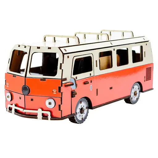 Деревянный 3D конструктор Микроавтобус PuzzleOk Puz-00926 156 деталей - фото 2