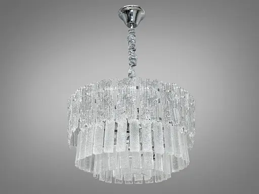 Люстра підвіс зі скляними пелюстками на 6 ламп, колір хром - фото 2