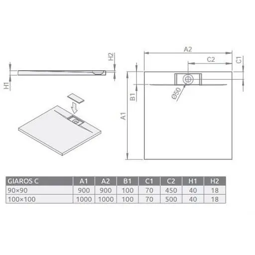 Душовий піддон Radaway Giaros C 100x100 M3GRC1010 - фото 2