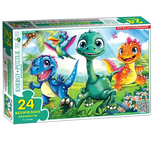 Пазл детский "Динозаврики" Энергия Плюс 88250, 24 крупных элемента - фото 1