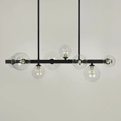 Удлиненная черная люстра-молекула на 8 плафонов 75 см | Ст. AT 32/8L BK+CL | Line F - фото 5