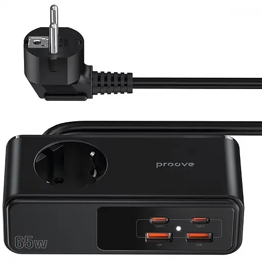 Мережевий фільтр Proove Homester Pro 65W (AC + 2xType-C + 2xUSB) 1.5m black (PSHP25002201) - фото 1