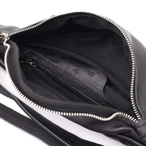 Зручна чоловіча бананка відмінної якості з гладкої натуральної шкіри SHVIGEL 34х14х7 см sum0028970 - фото 7