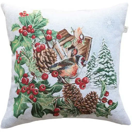 Наволочка гобеленова Прованс Squirrel пташка з люрексом 45 x 45 см (41923)