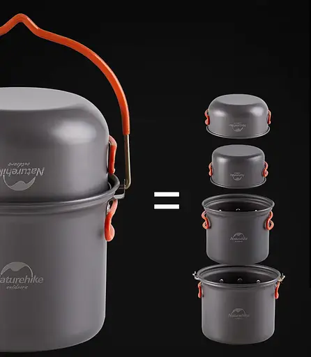Набір туристичного посуду Naturehike з казанком для багаття (4 од.) - фото 3