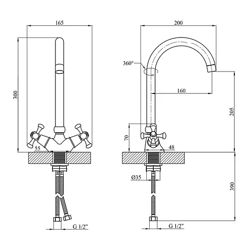 Змішувач для кухні Kroner KRM Rhein - C034 CV018616 Хром - фото 2