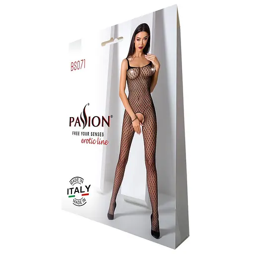 Бодистокинг Passion BS071 комбинезон на бретелях S/M/L black - фото 7