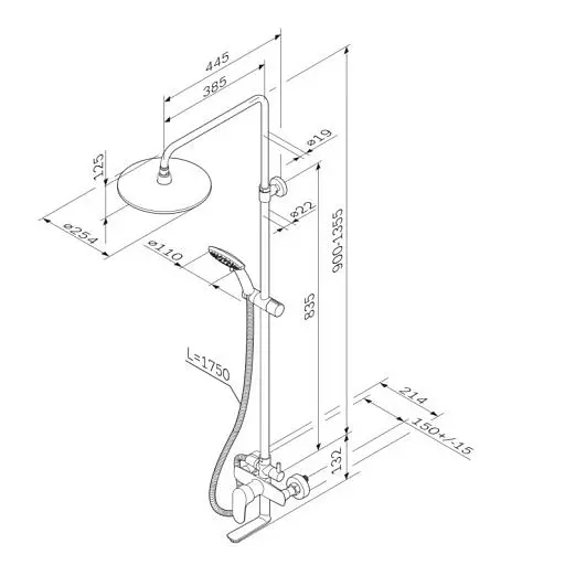 Душова система AM.PM Like F0780900, Хром - фото 2
