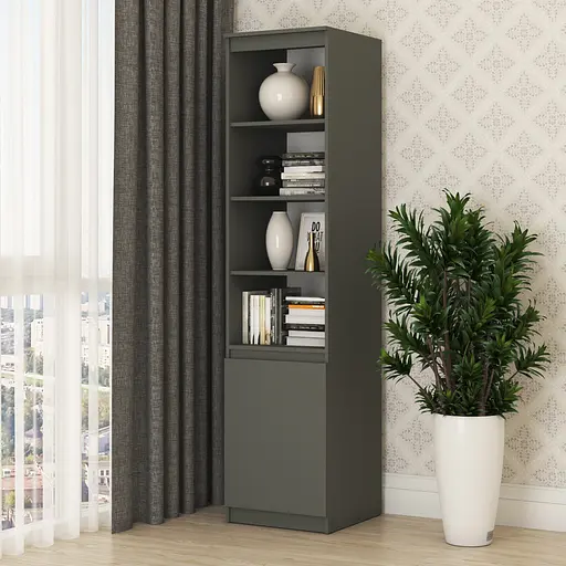 Пенал с открытыми полками MebelStar Нео 1Д 50x50x210 см Антрацит (MBS-1156)