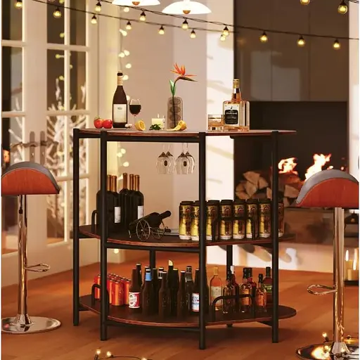 Барний стіл фуршетний Costway Wise з полицями кутовий - фото 7