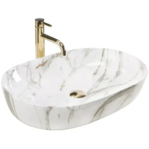 Умивальник Rea Cleo 61 shiny aiax накладний мармур REA-U9656, Мармур - фото 1