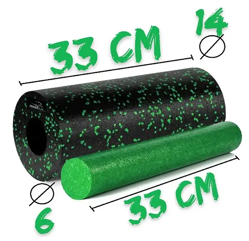 Масажний ролик (роллер) гладкий PowerPlay PP-4348 2 in 1 EPP Foam Roller Чорно/Зелений (33x14 см) (PP_4348_Green_(33*14)) - фото 4