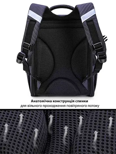 Ортопедичний шкільний рюкзак (ранець) School Standard для хлопчика 570 гр 14,5 літрів Чорний з синім - фото 6