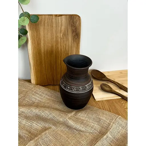 Глек 2 літри керамічний (глиняний) різьблений без ручки   - фото 6