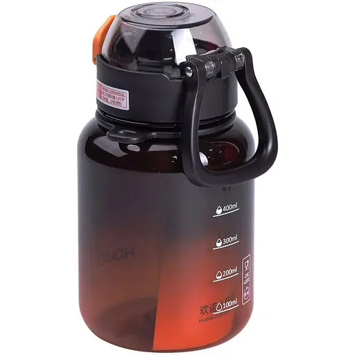 Пляшка Yiwu для напоїв з ремінцем та трубочкою 700 мл чорний  HP-14-32B - фото 3