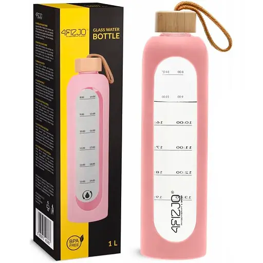 Пляшка для води 4FIZJO спортивна 1000 мл скляна Pink (P-5905973403887) - фото 1