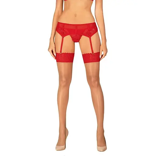 Панчохи Obsessive Ingridia XL/2XL червоний