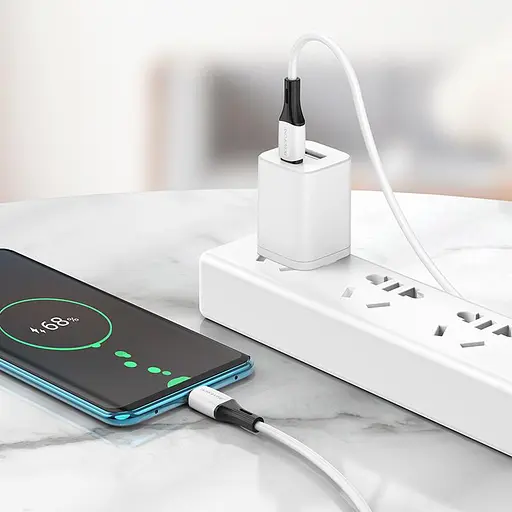 Кабель BOROFONE BX79 Type-C to Type-C 3A,60W, 1m, silicone, silicone connectors, White - фото 4