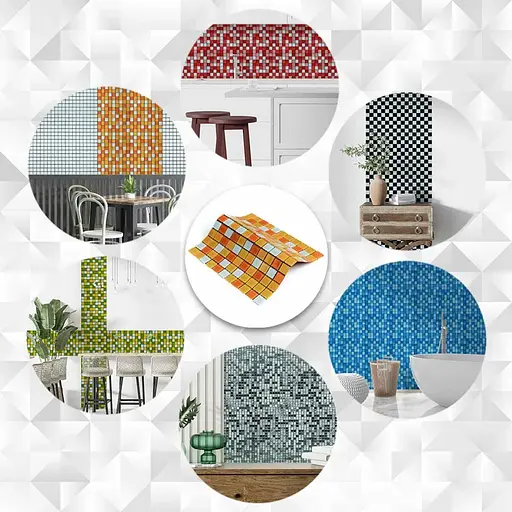 Мозаика зеркальная Wall Sticker 298х298х4.5мм Оранжевая SW-00002365 - фото 5