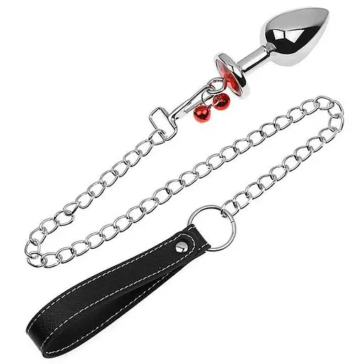 Металлическая пробка с поводком классическая конусная 34 мм 82 мм красный - фото 1