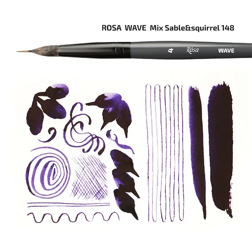 Пензель мікс білка/соболь лайнер WAVE 148 №0 коротка ручка Rosa - фото 3